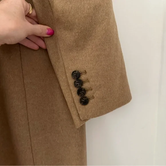 J. Crew Double-breasted Topcoat Trench Italian Wool-Cashmere Tan Plus Size 18 - Picture 4 of 10